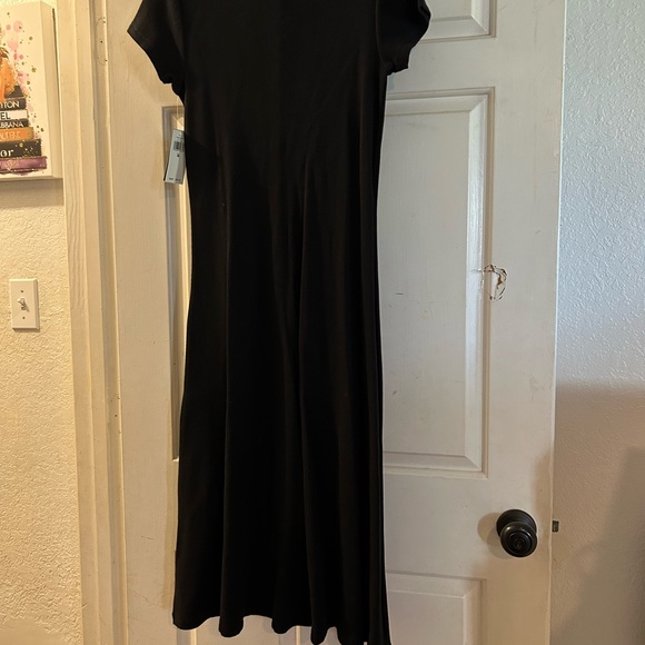 Lauren Ralph Lauren Black Short-Sleeve Maxi Dress with Button Placket - Picture 3 of 3